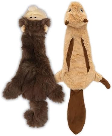 Best Pet Supplies 2-in-1 Stuffless Squeaky Dog Toy - Monkey&Squirrel, Small