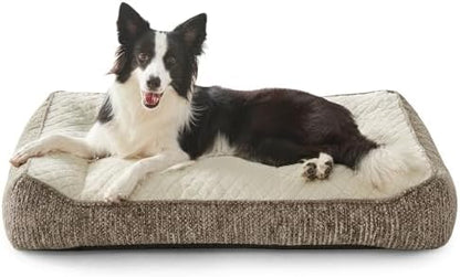 JOEJOY XL Orthopedic Dog Beds Large Sized Dog, Extra Thick Supportive Big Dogs Couch Bed with Sides, Ultra Soft Pet Bed Sofa for Large Dogs, Beige, 38''x28''