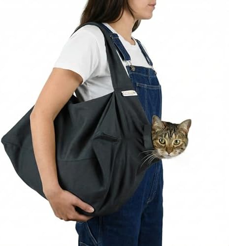 Cat-in-the-Bag Cozy Comfort Carrier - Extra Large Charcoal Cat Carrier Soft and Pet Carrier for Nail Clipping, Vet Visits, Medication Administration, Dental Care, and Traveling