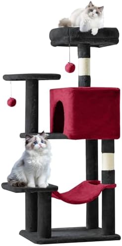 DUMOS Small 44 Inch Cat Tree Tower with Natural Sisal Scratching Posts