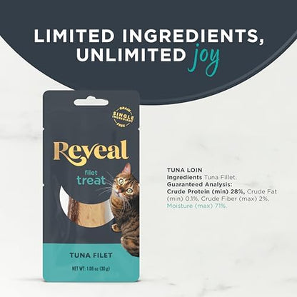 Reveal Whole Tuna Filet Cat Treats 12-Pack 1.06 oz Loins