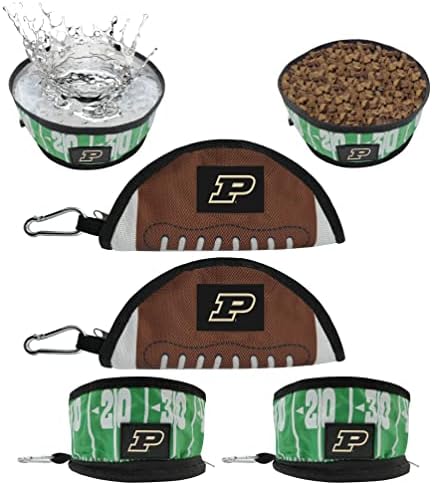 Pets First NCAA Purdue Boilermakers Collapsible Dog Travel Bowl Set, 2 Pack Food & Water Bowls for Dogs, Best Portable & Lightweight Leak-Proof Dog Bowls for Travel