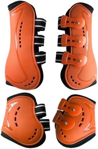 Horse Boots Open Front Jumping Tendon Sport Boots, Hind Fetlock Boots, Secure Leg Protection, Classic Breathable Equine Supplies, Set of 4