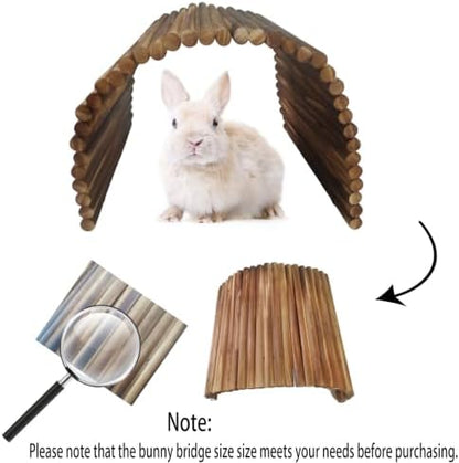 kathson Guinea Pig Wooden Bridge Ladder（15.8 x 7.9 in）, Wooden Flexible Hideout - Extra Large Wooden Rabbit Climbing Tunnel Hideaway for Bunny Guinea Pig Chinchillas Hedgehogs and Other Rodents