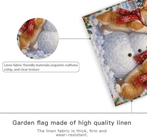 Christmas Corgi House Flag 28x40 Inch Merry Holiday Dogs Snowman Scarves Tree Holly Snowy Cute Rustic Farmhouse Outdoor Yard Lawn Porch Double Sided Banner Winter Welcome Decor