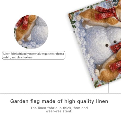 Christmas Corgi House Flag 28x40 Inch Merry Holiday Dogs Snowman Scarves Tree Holly Snowy Cute Rustic Farmhouse Outdoor Yard Lawn Porch Double Sided Banner Winter Welcome Decor
