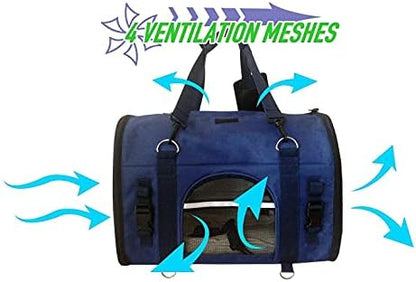 6-in-1 Sturdy Pet Carrier Backpack, Front Pack, Shoulder Bag, Pet Hand Bag, Car Seat Crate, Soft-Sided pet Carrier, Small Dog & Cat Travel Carrier, Size Large for Pets 18-21” Long, by Natuvalle.