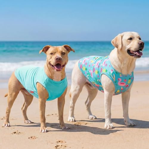 KYEESE 2Pack Dog Shirts for Medium Large Dogs Breathable Mesh Tank Top