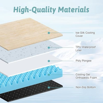 COZY KISS Cooling Orthopedic Dog Bed, Q-Max>0.5, Waterproof Lining, 44x32in