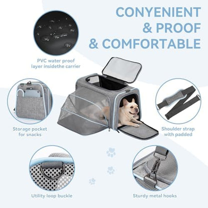 Petsfit Large Expandable Cat Carrier for Travel, Up to 18 lb