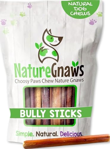 Nature Gnaws Small Bully Sticks 5-6" Rawhide Free Dog Chews, 25 Count