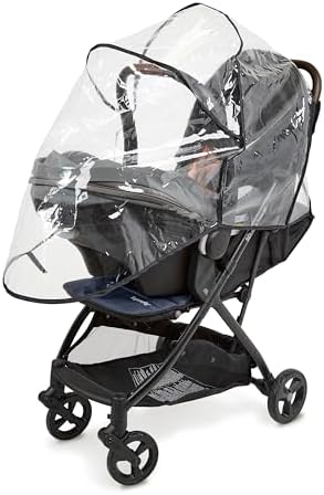 Ingenuity Universal Convenience Stroller Rain Cover, Baby Weather Shield for Rain, Wind & Snow, Fits Most Strollers with Car Seat, Vented Airflow, High Visibility, Easy Install & Storage – Clear