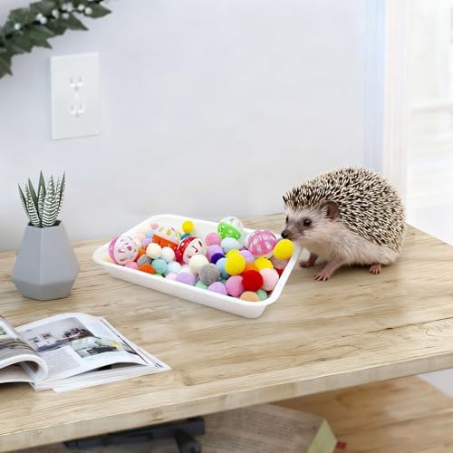Dig-Box Tray for Hedgehog, Dig Box with Multicolor Furry Ball Toys, Hedgehog Accessories, Toys for Hedgehogs, Sugar Gliders, Hamster, Kitten and Other Small Animals