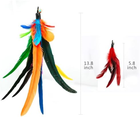 miwoowim 6PCS Cat Wand Toy Refills: 2 Extra-Large & 4 Standard Feathers