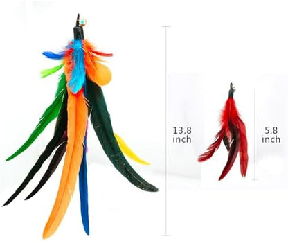 miwoowim 6PCS Cat Wand Toy Refills: 2 Extra-Large & 4 Standard Feathers