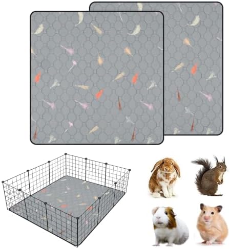 2Pcs Guinea Pig Cage Liners,Guinea Pig Fleece Cage Liners42''X42'' Super Absorbent Washable Pee Pads Reusable for Rabbit Hamster Chinchilla