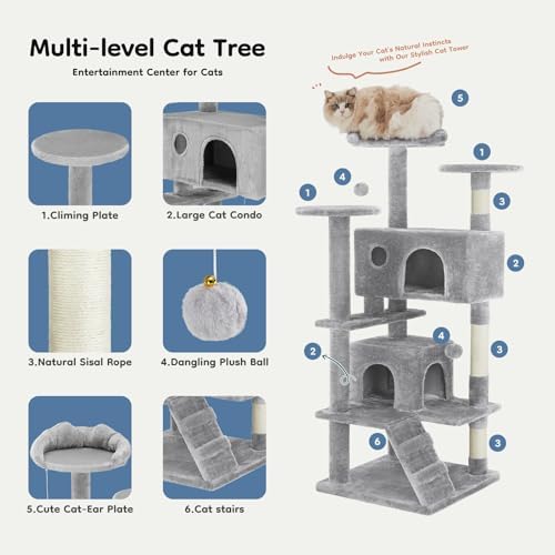 DUMOS 54 Inch Cat Tree Tower with Scratching Posts