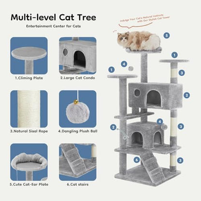 DUMOS 54 Inch Cat Tree Tower with Scratching Posts