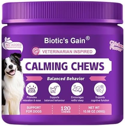 Biotic’s Gain Calming Chews for Dogs | Dog Calming Treats | 120 Soft Chews
