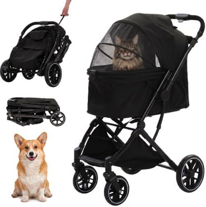 MUTTROS Pet Stroller for Dogs & Cats, 66lbs, Black