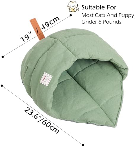 Cat Sleeping Bag Cave Bed with Non-Slip Bottom (Leaf Green)