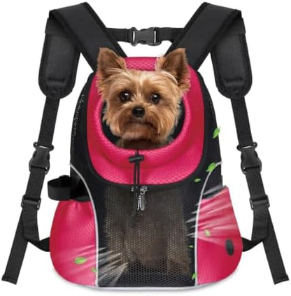WOYYHO Pet Dog Carrier Backpack, Ventilated Mesh Small Dog Front Backpack