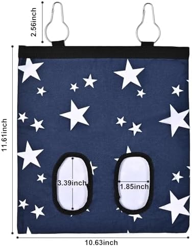 Upgraded Rabbits Hay Feeder Bag for Bunny, Guinea Pigs, Chinchillas - Hanging Washable 2-Hole Hay Dispenser with 600D Oxford Fabric, Small Animal Cage Accessories （Blue Star and Blue Daisy）