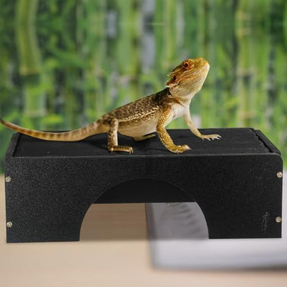 Weysat Large Bearded Dragon Basking Platform Reptile Hide Cave, 12.6x7x3 in