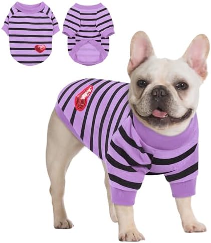 Queenmore Small Dog Shirt,Soft Breathable Dog Shirt for Dogs Cats Boy Girl,Pet Clothes for All Season,Breathable Lightweight Pet Tshirt for Frenchie, Dachshund, Yorkie
