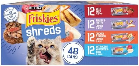 Purina Friskies Wet Cat Food Variety Pack, Shreds, 48 ct Cans