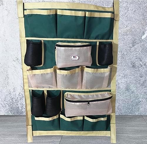 Majestic Ally Nylon Heavy Duty Tack Grooming Organizer Bag, Trailer Door organizing Bag, Equine Accessories Organizer (Hunter Green)