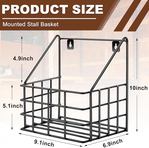 Blulu 10.04 x 9.45 x 6.89 Inches Horse Stable Organizer Large Wall Hanging Baskets Horse Trailer Organizer Wire Baskets for Wall Horse Tack Room Organization for Horse Stall Storage