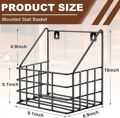 Blulu 10.04 x 9.45 x 6.89 Inches Horse Stable Organizer Large Wall Hanging Baskets Horse Trailer Organizer Wire Baskets for Wall Horse Tack Room Organization for Horse Stall Storage