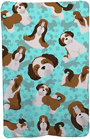 Caroline's Treasures MLM1031TBLT Shih Tzu Soft Travel Blanket with Bag Airplane Blanket, Indoor Outdoor Camping Blanket for Traveling, Picnics, Beach Trips, Concerts