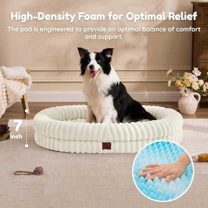 ChiXnuggle Orthopedic Dog Bed, Washable Cover, Faux Fur Bolster Pet Couch