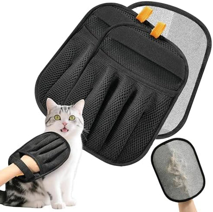 Pet Hair Removal Gloves for Cats & Dogs, Upgraded Five-Finger Electrostatic Reusable Grooming Glove, Static Fur Remover Tool for Couch, Carpet, Furniture, Car Seat & Clothing