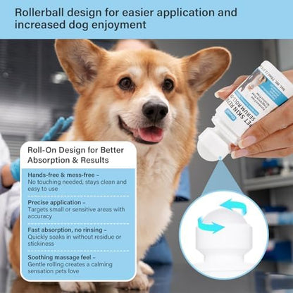 Dog Skin Repair Roll-On Serum – Natural Hot Spot & Red Spot Relief with Coconut Oil – Soothes Itchy, Dry & Irritated Skin, Supports Fur Regrowth – Lick-Safe, No-Rinse Pet Skin Care for Dogs & Cats
