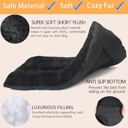 Small Dog Crate Bed 24 x 18 - Washable Extra Soft Kennel Mat, Cozy Fluffy With Anti-Slip Bottom for 24 Inch Crates - Pillow Cushion Puppy Mattress Pad, Black