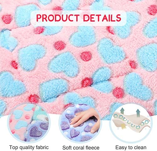 Jetec 3 Pcs Bunny Guinea Pig Beds Soft Bunny Mats Warm Guinea Pig Mat Small Animal Winter Bed Pads Fleece Sleeping Pads for Indoor Rabbit Hamster Squirrel Hedgehog Chinchilla Ferret(Heart)