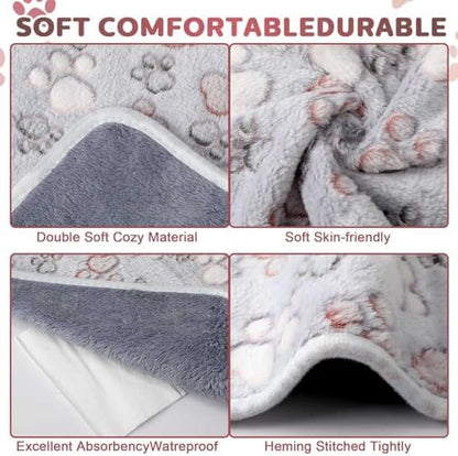 Reginary 4 Pcs Guinea Pig Fleece Cage Liners, Adorable Paw, 24 x 16 Inch
