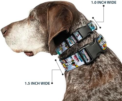 Buckle-Down Plastic Clip Collar - Mickey & Minnie Yodelberg Scenes - 1.5" Wide - Fits 18-32" Neck - Large