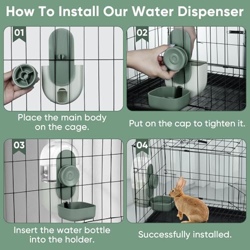 Lemtrflo 28oz Rabbit Water Bottle Dispenser, Bunny Cage Water Bowl