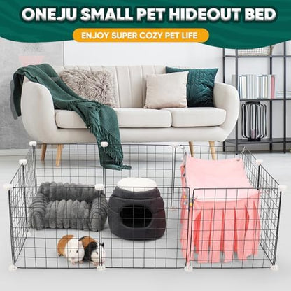 Guinea Pig Hideout - 2 in 1 Foldable Guinea Pig Bed with Pure White Soft Top, Large Entrance for 1 Adult Small Pet, Ideal Bed for Small Pets, Dark Gray