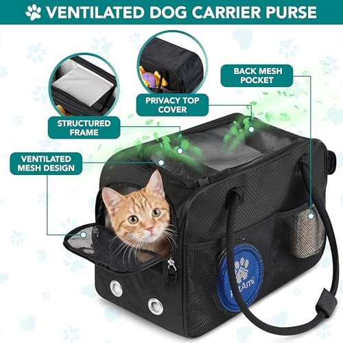 PetAmi Small Dog Purse Carrier with Pockets, Airline Approved, Black