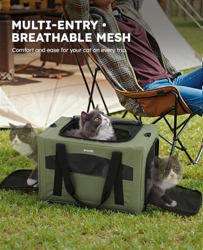 Pecute Cat Carrier Stable, Pet Carrier with Privacy Partition,Green