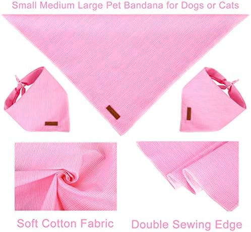 Dog Bandana - Comfortable Cotton Triangle Bid Scarf for Puppy, Small Dog, Washable Pet Kerchief for Girl Dogs or Cats, Pink Adorable Bandana