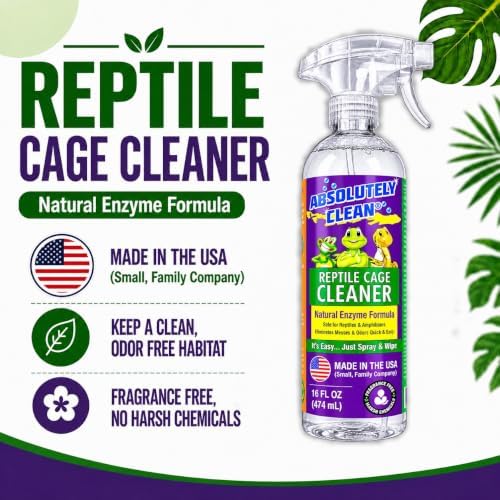 Absolutely Clean Amazing Reptile & Amphibian Terrarium Cleaner and Odor Eliminator - Just Spray/Wipe - Safely & Easily Removes Reptile & Amphibian Messes - USA Made