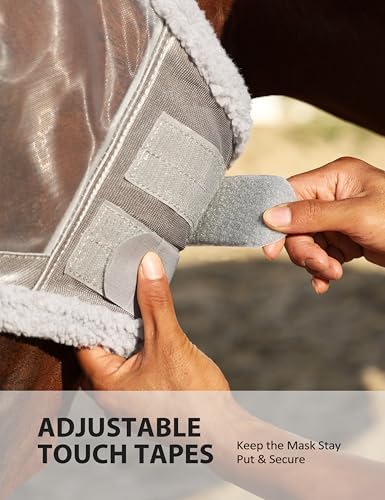Harrison Howard CareMaster Horse Fly Mask UV Protective Fine Mesh with Extra Wool Soft Touch on Skin Moonlight Silver L