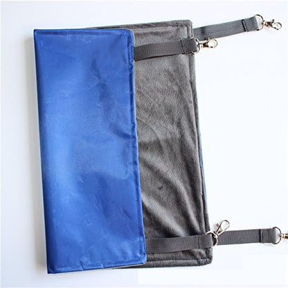 2 Sides Cat Kitty Hammock Hanging Bed - Waterproof Hammock Fleece Warm Swing Bed for Cat Ferret Rabbit Bunny Small Animal Cage Hammock (Small, Blue)