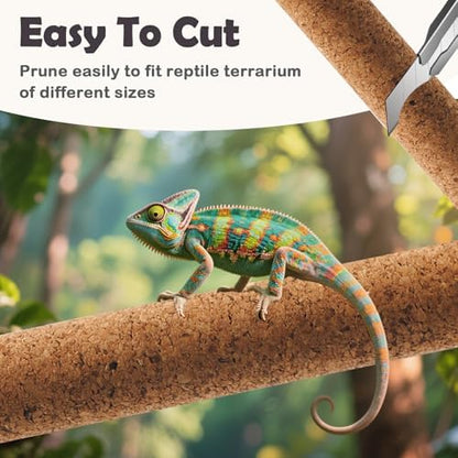 PINVNBY Cork Branches for Reptiles,2 Pcs Natural Wood Bearded Dragon Stick Snake Climbing Branch Habitat Log Decor for Tree Frog Lizard Gecko Spider Chameleon